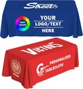 Custom Table Cloth with Business Logo Personalized Table Cloths for Tables,Custom Tablecloth for Tradeshow Events/Company/School/Associations/Shop/Birthday/Wedding ((Backside Open 4FT))