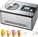 Automatic Ice Cream Maker With Built-In Compressor, 2 Quart Fruit Yogurt Machine, 3 Modes Gelato Maker With Lcd Display & Timer, Silver Stainless Steel Electric Sorbet Maker, None*None*None