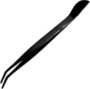 KAKURI Bonsai Tweezers Curved Serrated Tips with Spatula 8.8" - Made in Japan - Professional Bonsai Care Tool - Black Coated Japanese Stainless Steel
