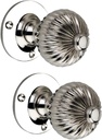 Infinity Decor Solid Brass Polished Nickel Regency Mortice Door Knobs Pair 60mm – Round Pull Door Handles Set for Internal and External Doors