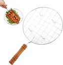 Round Grill Grates|Grill Racks Food-Safe Round Outdoor BBQ Wire Roaster Rack with Heat-Resistant Wood Handle Polished Grill Mesh with Feet Grilling Accessories