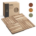 10 Pcs Interlocking Deck Tiles, Waterproof Acacia Wood Patio Flooring for Balcony & Outdoor Use (White, 10 Pcs - 12.1 Square Ft)