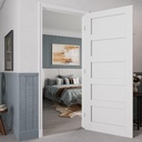 32" x 80" Prehung Door Interior, 5-Panel Paintable Prefinished Surface Solid Core Door Slab with Easy Assembly Jamb Kit, Black Hinges, Left Hand Inswing for Pantry, Bedroom