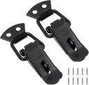 Zorfeter Stainless Steel Spring Loaded Toggle Lock Clasp Buckle Latch for Cabinet Boxes Suitcase with Mounting Screws, Black, Pack of 2