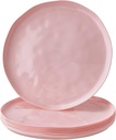 SILVER SPOONS Pink Plastic Dinner Plates for Party, (10 PC) Heavy Duty Disposable Dinner Set, 10”, Fine China Look Dishes, Great for Baby Showers, Holidays, Weddings and Events, Hammered Design