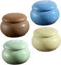 Zerodeko 4pcs Mini Storage Ceramic Jar Lids Airtight Jar for Tea Herbs Powder Dispenser Portable