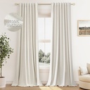 Guken Cream Linen Blackout Curtains 84 Inch Length 2 Panels Set for Living Room Bedroom Back Tab Thermal Insulated 100% Black Out Linen Drapes Room Darkening Window Curtains Ivory Natural