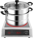 Commercial Induction Cooktop, Countertop Electric Stove Induction Burner, 11 Levels Temperature, 10 Levels Power, Touch/Knob Control, LCD Screen for ≤ 9.84" Magnetic Flat Bottomed Pan (Silver)