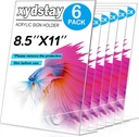 6pack 8.5x11 Acrylic, L Shape Clear Plastic, Menu Holder, Unbreakable Table sign holder for Restaurant, Office, School, Store and Home Use