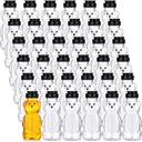 Thenshop 36 Pcs 8 oz Honey Jar Plastic Empty Honey Bear Bottle Honey Dispenser Clear Transparent Honey Containers Bear Cup Honey Squeeze Bottle with Flip Top Lid for Storing Dispensing (Black Lid)