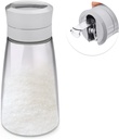 1Pack Glass Sugar Dispenser with Auto Flip Pour Spout, Weighted Pourer Sugar Container, 14.2oz Sugar Bowl Shaker Jar Salt Dish Holder Coffee Bar Accessories