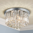 Saint Mossi Modern K9 Crystal Raindrop Chandelier Lighting Flush Mount LED Ceiling Light Fixture Pendant Lamp for Dining Room Bathroom Bedroom Livingroom 9 E12 LED Bulbs Required Height 11 x Width 20