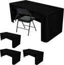 HolidayIdeas Open Back Rectangle Black Table Covers for 6 Foot Table, Wrinkle Resistant Washable Tablecloths 72x30 Inch for Craft Fairs, Banquets, Trade Show Display, 4 Pcs