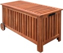 vidaXL Natural Wooden Patio Storage Box, Waterproof Outdoor Cushion, Blanket and Garden Tools Storage with Wheels and Handle, 46"x20"x23", Brown