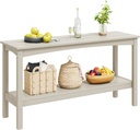 Costaelm Outdoor Plant Table, 55" HDPE Rectangle Shelf for Patio, Waterproof 2-Tier Shelf Entry Console Table, Coffee Bar Pub Side Table for Indoor/Outdoor, Balcony, Yard, Garden, Sand