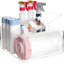 SEANADO Trash Bag Dispenser, 2 in 1 Acrylic Kitchen Organizers and Storage Under Sink Storage Box, Large Bag Container with Lid for 13 30 33 Gallon Garbage Bag