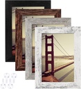 BAIJIALI 4x6 Picture Frame Distressed Farmhouse Wood Pattern Set of 4,Display 3.5x5 with Mat or 4x6 Without Mat,Multicolour