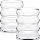 Cunhill 2 Pcs Glass Cup 10 oz Drinking Glassware Creative Cocktail Martini Clear Drink Cup for Juice Beer Wine Champagne Cocktail Home Kitchen Bar Party(Wave)