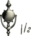 QCAA Solid Brass Door Knocker, 7-3/4", Satin Nickel, 1 Pack, Made in Taiwan