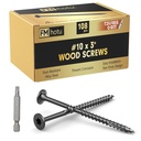 #10 x3 Deck Screws, 108Pcs Star Drive Wood Screws, Rust Resistant Timber Screws for Timber/Log/Landscaping Wood, T25 Star Bit Included, Black