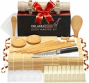 Delamu Sushi Making Kit, 20 in 1 Bazooka Roller Kit with Chef’s Knife, Bamboo Mats, Rice Mold, Temaki Sushi Mats, Rice Paddle, Spreader, Chopsticks, Sauce Dishes, Guide Book