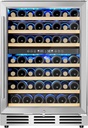 EUHOMY 24 Inch Wine Cooler Refrigerator 54 Bottl-Dual Zone, Built-in or Freestanding Wine Fridge with Glass Door, Wine Refrigerator for Home Bar Kitchen