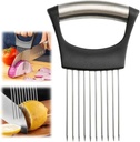 Upgrade Onion Holder for Slicing, Stainless Steel Lemon Slicer Onion Cutter for Slicing, Vegetable Cutter for Potato and Tomato, Avocados, Eggs, Meat, Kitchen Chopper Slicings Tool (Black, 1PC)