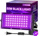 50W LED Black Lights IP66 Waterproof Black Light Outdoor with 5.9ft Plug+Switch,Flood Blacklight for Halloween Glow in The Dark Party Stage Light Neon Glow Birthday 1 Pack