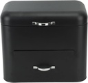 Iron Bread Box 2 Shelves Large Capacity Large Farmhouse Bread Container for Bread Bagels Cookies (Black)