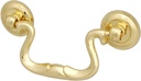 Traditional Polished Brass Finish Zinc Drop Handle Pull, Set of 4