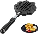 Waffle Maker Pan, 5.5 In Stick Proof Double Sided Waffle Irons, 4 Slice Petaloid Waffle Cone Machine for Gas Stove & Open Fire
