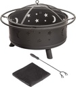Fire Pit - 32-Inch Outdoor Wood Burning Firepit with Screen, Poker, and Cover - Outdoor Fire Pits for Backyard, Deck, or Patio by Pure Garden (Black)