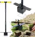 Colwelt Sod Plugger Tool 36-INCH, Grass Plug Tool 3 x 3 Square with Serrated Base, Long Handle Bulb Planter Tool with Dual Pedals & Easy Foot Ejector, Sod Turf Cutter for Lawn Planting Grass Repair