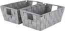 Simplify 2 Pack Small Woven Storage Shelf Basket | Organization | Bathroom | Accessories | Heather Grey