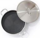 DELARLO Tri-Ply Stainless Steel Braiser Pan with Lid Nonstick 6 Quart Cooking Pot Induction Rondeau Deep Frying Pan,Large Saute Pan,Heavy Duty,Dishwasher and Oven Safe to 550℉