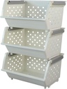 Fiaze 3-Pack White Plastic Kitchen Stackable Storage Baskets, Stackable Storage Bins Open Front for Pantry