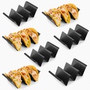 14 Pcs Taco Holder Stands, Black Large Tray Plates Plastics Holder for Baking, Dishwasher and Microwave Safety