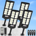 4-Pack Solar Street Lights Outdoor, 13000LM 6500K Waterproof LED Solar Flood Lights with Motion Sensor, Dusk to Dawn Solar-Powered Light for Outside, Security Lights for Parking Lot Yard Driveway