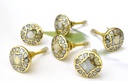 Mother of Pearl Dresser Knobs - Set of 6 Vintage Brass Cabinet Knobs Decorative Round 1.5-inch Diameter Gold Contemporary Kitchen Cupboard Hardware Elegant Furniture Drawer Pulls (Design 1)