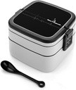 Rowing Heartbeat Bento Box with 2 Compartments Adult Lunch Box Lunch Container for Meal Prep Work And Outdoors