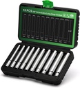 10PCS 3/8-Inch Drive Extra Deep Metric Socket Set, 6 Point, 8mm to 17mm, No Skipped Sizes, 120MM Deep CR-V Socket for Automotive and Industrial Applications