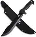 Mossy Oak 16" Heavy Duty Machete with Saw and Sheath, Sharp Dual-Edge Blade, Ergonomic Non-Slip Handle for Bushcraft, Outdoor Hunting, Garden Cutting and Yard Work