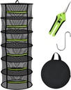 Herb Drying Rack with Mesh Design, Hanging Drying Rack with Green Zipper & Garden Pruning Shears – Versatile Plant Drying Solution (6 Layers)