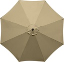 10Feet Patio Umbrella Replacement Canopy, For 8 Ribs,Market and Table Umbrella Top,Universal Strong and Thick Umbrella Canopy,UV Protection,Canopy Only. (Taupe)