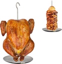 Upgraded Vertical Skewer Turkey Fryer Stand Kit, BBQ Turkey Fryer Accessories Poultry Turkey Hanger Chicken Rack for Grill Stainless Steel (with 1 Base,3 Skewers, and 2 Chicken Hangers)
