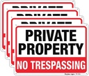Large No Trespassing Signs Private Property Metal 10x14 Inch Rust Free Aluminum,UV Ink Printing,Durable/Weatherproof Up to 7 Years Outdoor for Home (4-Pack)