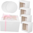 5Sets Elegant Pastry Boxes with Window of Cake Containers for Various Desserts Cupcakes Sturdy Design for Display Packaging for Celebrations