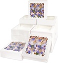 Bakepacker 55pcs White Pie Boxes 8x8x2.5 inches Easy Assemble Macaroon Bakery Boxes Cookie Boxes with Window for Bakery (Auto-pop Up)