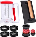 Breakfast Kit for Blackstone Grill, 7 Piece Griddle Accessories Set - Including Pancake Batter Dispenser, Bacon Press, Egg Rings, Hamburger Press Patty Maker