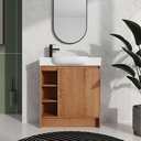 30 Inch Bathroom Vanity with Sink,Bathroom Vanity,Freestanding Storage Bathroom Vanity with 1 Soft Closing Cabinet,One Door & Two Open Storage compartments,Light Brown